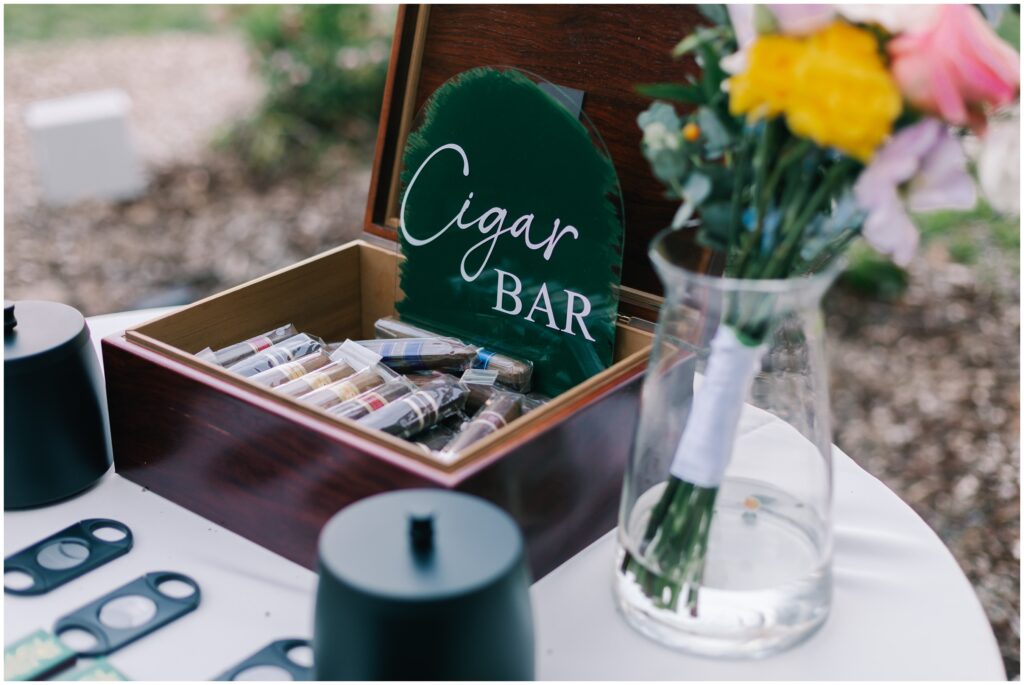 Cigar bar at wedding reception
