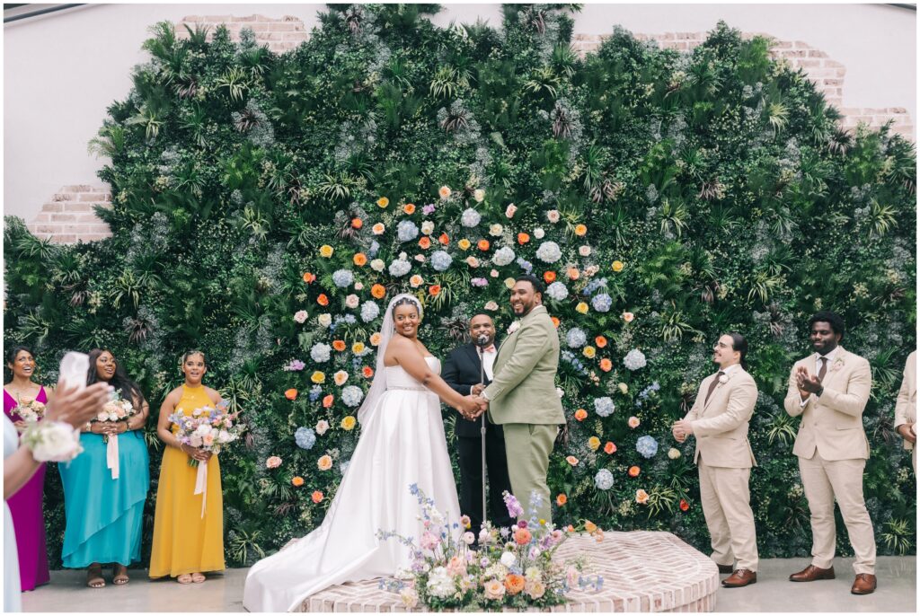 Perona Farms ceremony with colorful florals 